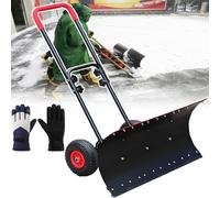 Outdoor 2 en 1 Ice Snowplow With Wheels Poussoir à neige polyvalent Plow peut être utilisé pour la pelle à glace et la neige Pelle à sable Pelle à grains Pelle en béton Pelle à charbon