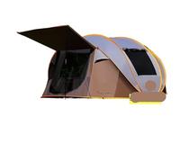 Outdoor 3 4 5 6 8 Person Automatic Pop Up Tent Camping Portable Rainproof Family Awning Beach Pegola Car Self Driving BBQ Tarp(5-8 Khaki with Rod)