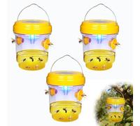 Outdoor Asian Hornet Trap with LED Light, Solar Energy Selective Asian Hornet Trap, Eco-Friendly, Reusable and UV Resistant, Garden Protection Against Pests (3 pcs)