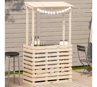 Outdoor Bar Table with Roof 112.5x57x195.5 cm Solid Pine Wood, High Pub Table for Garden Patio, Rustic Design with 2 Storage Shelves, Perfect for Dining and Relaxing