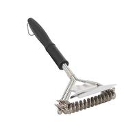 Outdoor BBQ Cleaning Brush 16.5-inch Three-Head Spring Stainless Steel Wire Brush, BBQ Oven Cleaning Brush,C1,1