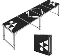 Outdoor Beer Pong Table, design portable, hauteur réglable, construction robuste, noir