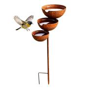 Outdoor Bird Bath | 3-Tier Rustproof Garden Stake Water Catcher Station | Decorative Wildlife Water Feeder for Birds, Bees, Hummingbirds & Butterflies | Yard, Lawn, Patio, Porch & Garden