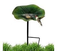 Outdoor Bird Bath, Bird Feeder Tray, Pole Stand Station, Flower Shaped Garden Decor, Waterproof Sturdy Design, 9.84x5.51 inches, Ideal for Patio Farmyard Wildlife Feeding Setup