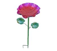 Outdoor Bird Bath, Flower Standing Feeder, 6.69x6.69x25.98in Colorful Garden Bowl with Stable Ground Stake System, Sturdy Weather Resistant Design, Wildlife Feeding Station, Yard Patio Use