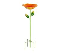 Outdoor Bird Bath - Garden Bird Feeder, Flower Metal Birdbath with Colorful Stake Bowl Design, Decorative Yard Basin, Backyard Station for Details, Patio Deck Porch Garden Wildlife Watching