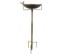 Outdoor Bird Bath, Garden Round Pedestal, Metal FreestandingTub, Antiqued Water Bowl, Standing Bath, Courtyard Decoration, 21.65x10.24 inches, Brown, 1-Pack
