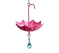 Outdoor Bird Bath - Iron Umbrella Shape Hanging Feeder Bowl, Wild Feeder Water Station & Bee Feeding Dish | Garden Patio Balcony Backyard Porch Window Watching Decor