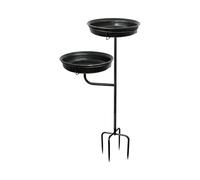 Outdoor Bird Bath Metal Stand Feeder Tray | Metal Bird Bath Stand with 4-Prong Base Stake, Perfect for Garden, Backyard, Deck, Pavilion, Lawn, Home Decor, Landscape, Gift for Dad & Mom