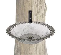 Outdoor Bird Bath, Transparent Hangable Water Feeding Basin, 9 inches Tree Mounted Birds Bath, Flower-Shaped Statue for Hummingbird, Garden Yard Balcony Wildlife Watching