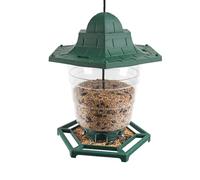 Outdoor Bird Feeder - Feeding Bowl for Garden View | Abs Green Transparent Build, 300g Lightweight, 15x13x9cm Size, Weather Proof Design, Backyard Patio, Deck Balcony, Winter Birdwatching