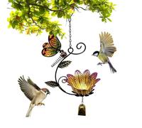 Outdoor Bird Feeder Patio Dragonfly Flower Design Wind Chime Water