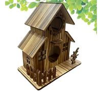 Outdoor Bird House - Wooden Multiple Hole Bird Nesting Shelter, 8.46x8.07x4.92 inches Decorative Garden Birdhouse, Safe Birds Habitat for Finch Bluebird Hummingbird Garden Courtyard Backyard