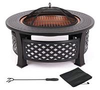 Outdoor Brazier Garden Fire Pits 36 inch Metal Brazier Large Bonfire Wood Burning Patio Backyard Firepit Outdoor Fire Pits with Fireplace Cover for Camping Bonfire