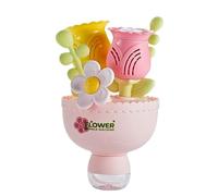 Outdoor Bubble Machine, Flower Bouquet Automatic Bubble Maker, Battery Operated Play Set, Includes Bubbles Solution, Colorful LED Lights, Made of Abs Material, 5.31x5.31x9.06in