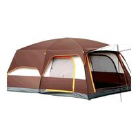 Outdoor Camping Tent Portable Rainproof Mosquito Proof Double Layer 3-5 People One Bedroom Hall Small Size(L Brown Half)