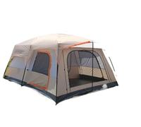 Outdoor Camping Tent Portable Rainproof Mosquito Proof Double Layer 3-5 People One Bedroom Hall Small Size(L Khaki Half)
