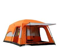 Outdoor Camping Tent Portable Rainproof Mosquito Proof Double Layer 3-5 People One Bedroom Hall Small Size(S Orange Half)