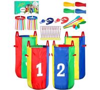 Outdoor Carnival Sack Race Games Set with 3-Legged Relay Bands, Yard Game Supplies, Lawn Games for Birthdays, School Events, Family Festivals, Kids and Adults, Mixed Color