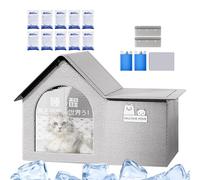 Outdoor Cat House Summer, Foldable Cooling Tent, 20.87x16.93x14.96 inches Breathable Shelter, Portable Pet Bed Tentfor Travel Patio Camping Apartment Beach Use, Gray