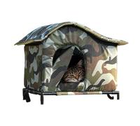 Outdoor Cat House Warm Windproof Waterproof Enclosed Pet Bed with Mat, 40cm | Comfortable Mat, Provides Sleeping Space and Weather Protection for Cats and Kittens, Ideal for Winter Use, Patio