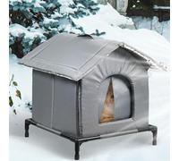 Outdoor Cat House, Waterproof Cat Shelter, Insulated Outdoor Cats House for Winter, Oxford Cloth with Sponge Layer & Raised Floor, for Barn, Porch,Backyard (1,M)