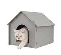 Outdoor Cat House Waterproof - Enclosed Winter Cat Hut with Self-Warming Mat, Weatherproof Outdoor Cats Shelter for Backyard & Patio, Insulated Feline House with Escape Door