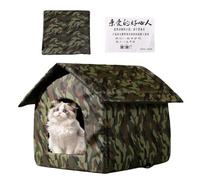 Outdoor Cat House Weatherproof - 16.14x16.14x12.99 inches | Windproof Cave Bed Non Slip Condos for Sleeping | Folding Weatherproof Stray Cat Shelter Winter Balcony Outside Stray Animals