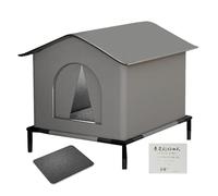 Outdoor Cat House, Weatherproof Insulated Shelter, Soft Mat Included, Medium Size, Brown, Double Door Entry Design for Patio, Garden, Porch, Yard, Backyard, Or Pet Cats