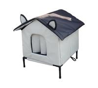 Outdoor Cat House Weatherproof | Warm Insulated Elevated Dog Shelter
