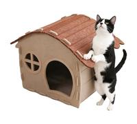 Outdoor Cat Shelter - Semi-Enclosed Pet Nest | Indoor Cat Bed Cave - for Small Medium Large Kitten Porch Balcony Garden Yard Barn | Instinctive Need for Privacy While Still Allowing Them to Engage So