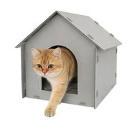 Outdoor Cat Shelter - Waterproof Enclosed Hut with Mat - Cat Outdoor House | for Winter Sleeping Kitten Animal Home Patio Backyard Garden