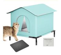 Outdoor Cat Shelter, Weatherproof Kitten House, 15.75x12.99in Authentic Insulated Pet Nest, Compact Built-in Warm Mat, Double Door Design for Patio, Porch, Garden, Yard