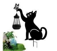 Outdoor Cat Stake With Light - Solar Garden Lamp, Metal Cat Light, Decorative Yard Fixture | Waterproof LED Animal, Outdoor Solar Sculpture Accent for Lawn Patio Pathway Landscape
