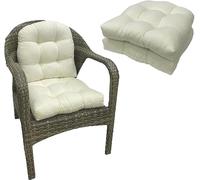 Outdoor Chair Seat Cushions Set of 2, 18.9" x 18.9"U-Shaped Waterproof Wicker Chair Cushions, Patio Chair Cushions for Indoor/Outdoor, Garden Furniture Pads(White)