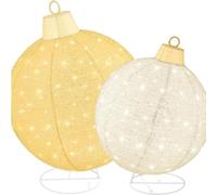 Outdoor Christmas Ball Lights, 2 Pieces Outdoor Christmas Decoration Lights, Large 3D Pre-assembled Christmas Balls Foldable Balls for Christmas Yard Lawn Garden (B)