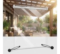 Outdoor Clear Vinyl Roller Shades, Waterproof PVC Roll Up Patio Blinds | Clear Roll Up Patio Curtains Block Wind & Rain While Retaining Your Open Air Gazebo View(W75xH120cm)