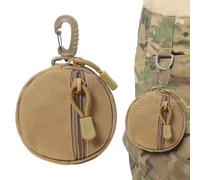 Outdoor Coin Purse, Round Change Bag 3.94 x 0.79in Compact Coin Wallet, Portable Key Case and Earphone Pack, Waist Bag for Hiking Climbing Cycling Shopping