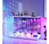 OUTDOOR DOIT Vitrine en Verre avec Capteur Humaine,Vitrine Intelligent avec Station de Charge,Vitrine pour Collection avec éclairage RVB,120x38cm Petites Vitrines pour Figurines Meuble de Salon,Blanc