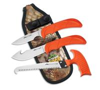 OUTDOOR EDGE WildGuide Ensemble de 4 couteaux de chasse et kit de pansement de terrain | Avec lame de caping tranchante comme un rasoir, couteau à écorcher à crochet d'évidence, scie à os, dans une