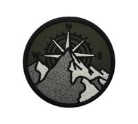 Outdoor Embroidered Patches For Backpacks, Mountain Compass Round Badges, Morale Patches With Hook Loop Backing For Vests Hats Jackets, Weather Resistant Camping Hiking, 3.15" X 3.15"