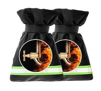 Outdoor Faucet Covers for Winter Freeze Protection, 2 Pack 6.7"W x 8.3"H Green Outside Hose Bib Covers for Winter, Thickened Reflective Pipe Wrap Insulation Socks with 420D Waterproof Oxford Fabric