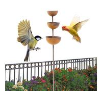 Outdoor Feeder Bowl, Multi Level Bird Station, Rust Iron Frame with Deep Basin Design, Watering Setup for Garden Use, Feeding Stand with Elegant Look, Bird Accessory for Courtyard Aviary
