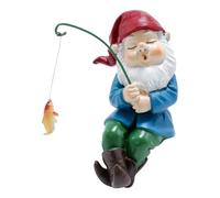 Outdoor Fishing Gnome - Hand-Painted Resin Dwarf Sculpture | Decorative Garden Figure for Ponds, Yards & Water Features | Funny Little Fisherman Gift for Anglers with Rustic Charm (20 cm, Waterproof