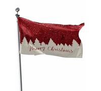 Outdoor Flags Joyeux Noël Sapin De Noël Forêt Flocon De Neige Rouge Garden Flag Résistant Aux Drapeau Pirates Anti-Décoloration Drapeaux Décoratifs D'Extérieur For Pelouse Salon Dortoir 90x150cm