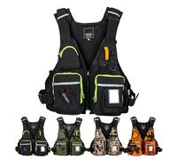 Outdoor Fly Fishing Swimming Vest for Adults, Multi-Pocket High Buoyancy Breathable Safety Floatation Swim Vest for Boating Kayaking Water Sports Activities Men Women(Beige)