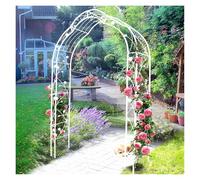 Outdoor Garden Arch - Metal Arbor 81.3" x 114.2" - Powder Coated Iron Trellis - Birdcage Style Pergola - Elegant White Garden Decor for Weddings & Events