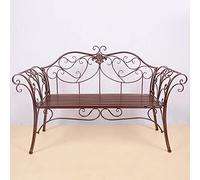 Outdoor Garden Bench Retro Metal 2 Seater with Curved Backrest and Armrest Easy Assembly Cast Iron Bench for Patio Porch Yard in Bronze Couleur