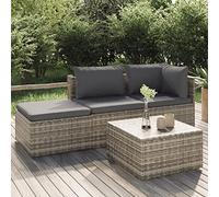 Outdoor Garden Furniture Set 4 Pieces with Cushions, Wicker Resin Patio Sofa Grey, Waterproof Storage Ottoman, Modern Lounge Set for Garden, Balcony, Terrace, Durable Rattan and Steel Frame