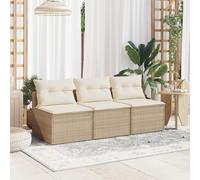 Outdoor Garden Sofa Set 2 Piece Beige PE Rattan Armless Loveseat with Thick Cushions, Waterproof Patio Furniture for Balcony Terrace Backyard, Modular Design, Easy to Clean, Max Load 110kg